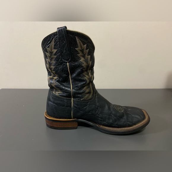 Vintage Men’s Anderson Bean elephant skin Cowboy Boots Size 11D Black Exotic - Picture 12 of 16